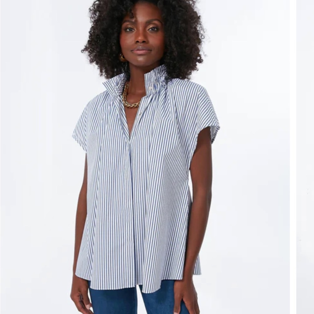 POMANDER PLACE Blue Stripe Rae Blouse